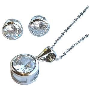 NWT sterling silver cz necklace earring set